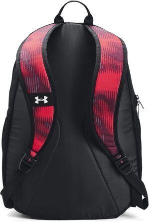 Рюкзак Under Armour Hustle Sport унісекс, спортивний водонепроникний рюкзак із відділенням для ноутбука, червоно-чорно-білий