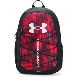 Рюкзак Under Armour Hustle Sport унісекс, спортивний водонепроникний рюкзак із відділенням для ноутбука, червоно-чорно-білий