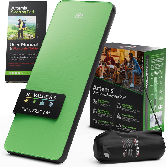 Самонадувний туристичний килимок Gear Doctors Artemis 4.3R, 1,5'' гібридна ізоляція, для зимового кемпінгу та рюкзингу