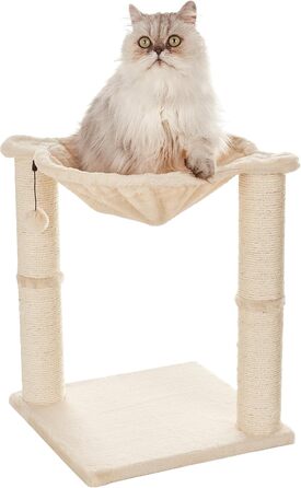 Когтеточка для котів Amazon Basics з будиночком, гамаком, лежаком і стовпчиком, 41x51x41 см, бежева