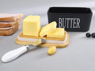 Порцелянова маслянка з кришкою, герметична, чорна
