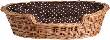 Плетений кошик для собак і котів з подушкою, натуральна лоза, 80x60x26 см, лежак для тварин