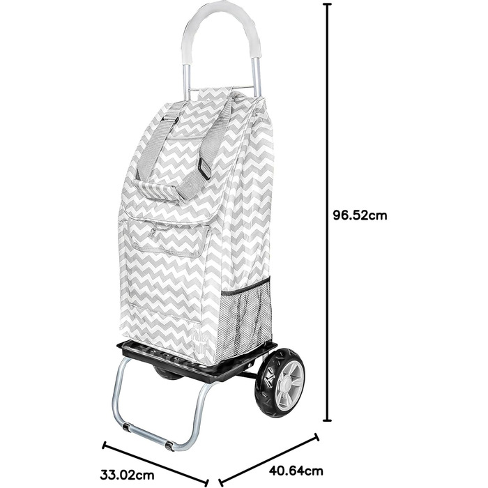Складна візок dbest products Trolley Dolly сірий з малюнком «Шеврон», універсальний господарський кошик на колесах