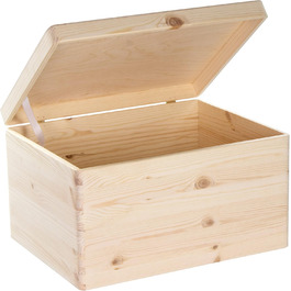 Дерев'яна скриня з кришкою 40x30x24 см, натуральна, FSC, універсальна коробка для зберігання, без ручок, подарункова та для рукоділля