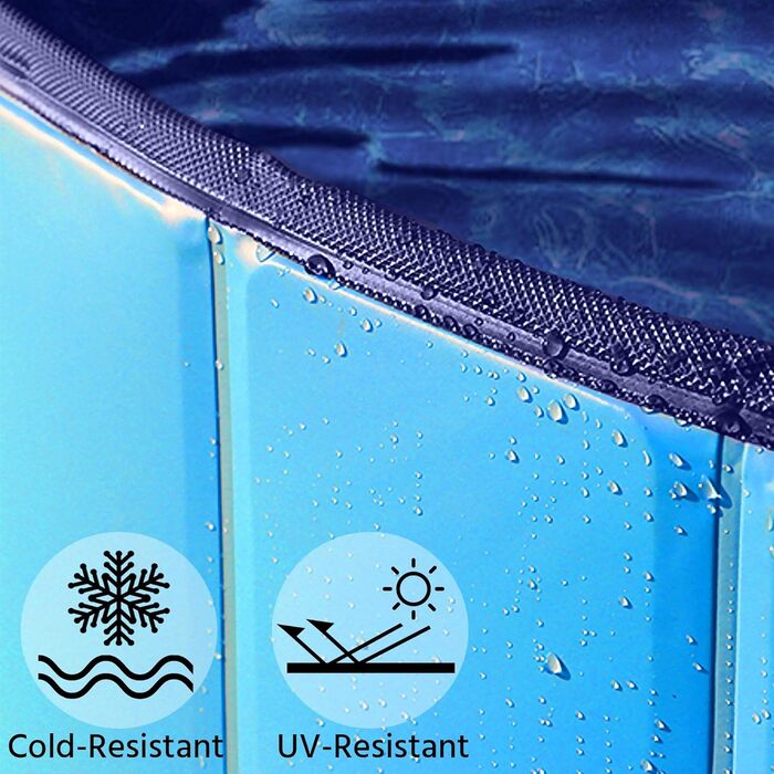 Складаний басейн для собак Yaheetech 160x30 см, протиковзкий, злив, PVC, синій, з щіткою і латками