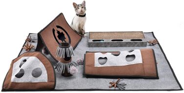Інтерактивний ігровий килимок CanadianCat Coleen для котів, сірий/коричневий, 110x90 см – інтелектуальна іграшка для котів