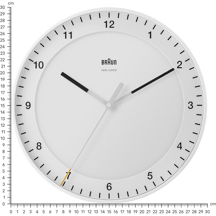 Настінний годинник Braun BC17W-DCF, 30 см, білий, безшумний, радіокерований, велика класична модель, легке читання, центральноєвропейський час (MEZ/GMT+1)