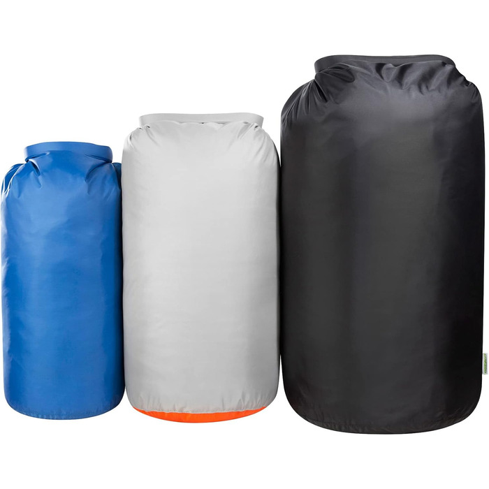 Водонепроникний мішок Tatonka Dry Sack з роликовою застібкою, набір 10/18/30 л, з переробленого поліестеру, чорний/сірий/синій