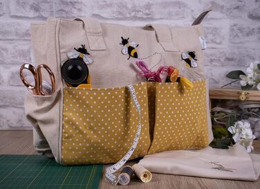Сумка для рукоділля Hobby Gift, бавовна, з бджолиним принтом, 13x36x31 см