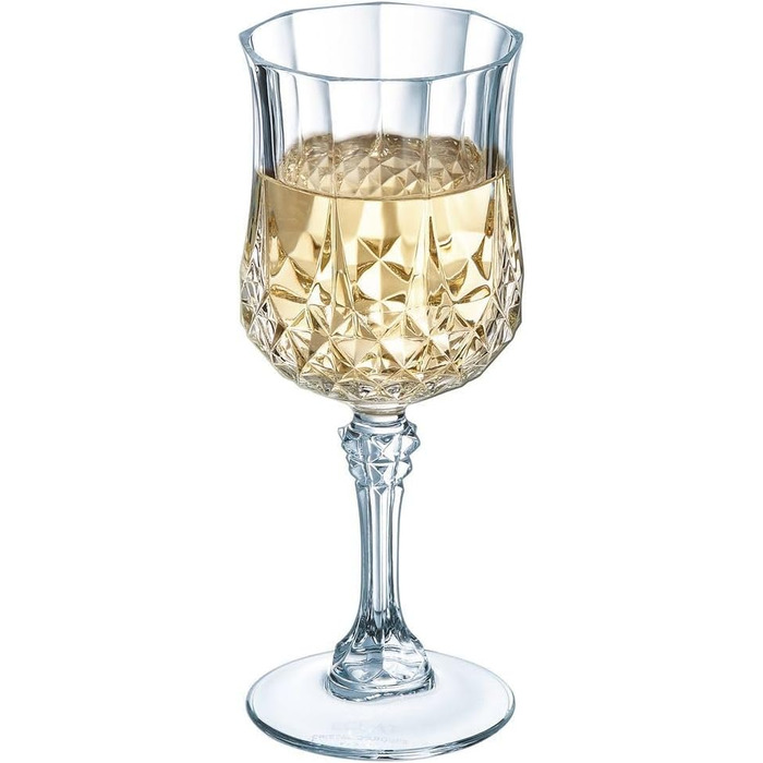 Набір келихів для вина Cristal d'Arques Paris Longchamp 25cl, 6 шт, прозорі, Kwarx, підвищена міцність, блиск та прозорість