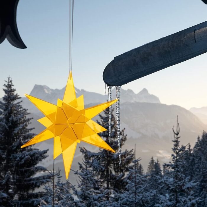 3D підвісна зірка-сонячний ловитель Estrella, жовта, 20×20 см, декоративна для дому та саду