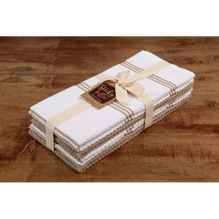 Кухонні рушники Sticky Toffee з 100% бавовни, махрові, 4 шт, 40,6x71 см, світло-коричневі, м'які і поглинаючі, для кухні, ресторану та бару