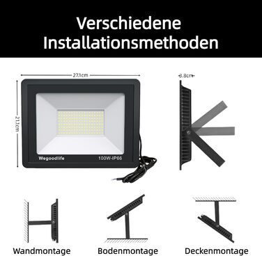 Комплект із 2 LED прожекторів 100W, 8140Лм, тепле біле світло 3000K, IP66, водонепроникні, для вулиці, двору, гаража, під'їзду, саду