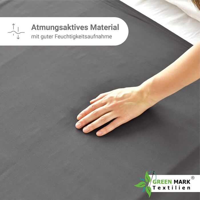 Комплект з 2 класичних простирадл GREEN MARK, 150x250 см, антрацит, 100% бавовна, без резинки