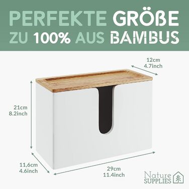 Диспенсер для паперових рушників із дерева Nature Supplies, настінний або настільний, під C-, Z-, Interfold-рукавички, білий