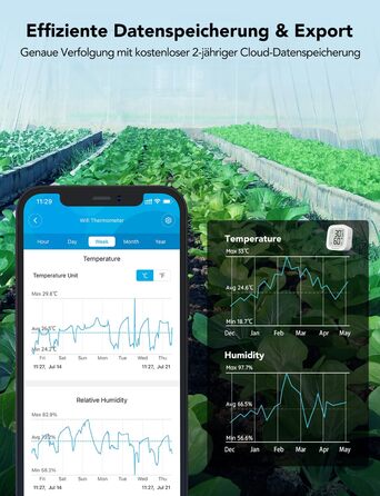 Цифровий термогігрометр GoveeLife WLAN для дому, з додатком, вимірювач температури та вологості, дистанційне керування, зберігання даних, для спальні та винного погребу