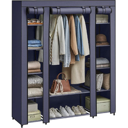 Тканинна шафа SONGMICS з полицями та вішалкою, 150x45x175 см, для одягу, спальня, гардероб, синій