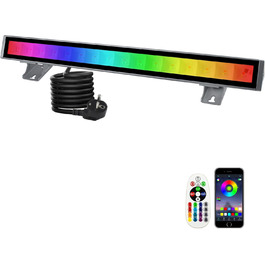 Світлодіодний RGB прожектор 48Вт, водонепроникний LED Wallwasher IP66 для вулиці та приміщення, з дистанційним керуванням і додатком, для вечірок, саду, дерев, 1 шт.