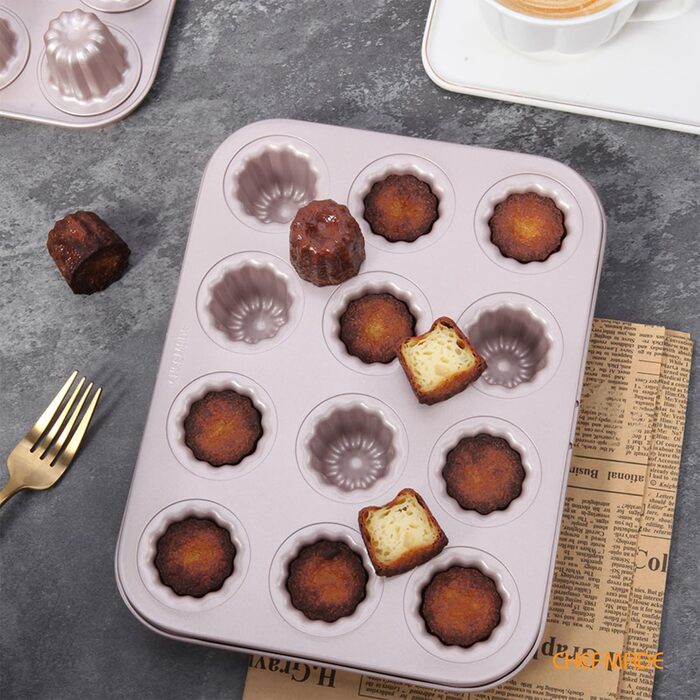 Форма для випікання CHEFMADE, міні канеле, антипригарна, 12 отворів, для кексів і мафінів, шампань золото