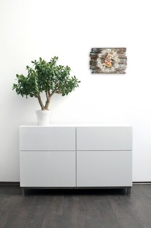 Дизайнерський настінний годинник із дерева Koi 40x27 см, тихий механізм, стиль шеббі шик