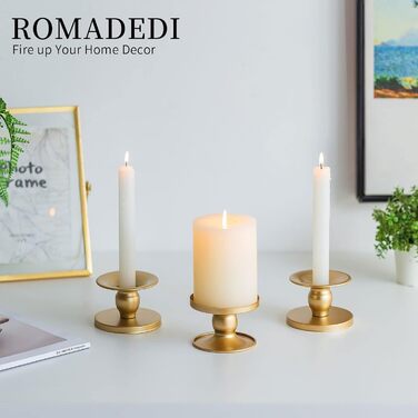 Набір золотих металевих свічників Romadedi для тонких і стовпчикових свічок, 12 шт — вінтажні тримачі для декору весілля, святкового столу, Різдва, вітальні, адвенту