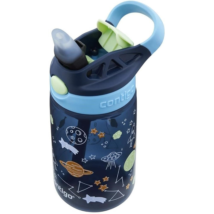 Дитяча пляшка для води Contigo Easy Clean Autospout із трубочкою, 420 мл, синя, пластикова, без BPA, 100% герметична, легке очищення, для школи, садка та спорту