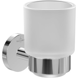 Villeroy & Boch Elements - Стильний тримач для склянки і зубних щіток настінний, склянка з матового скла з латунним хромованим кріпленням (круглий)