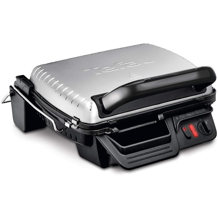 Контактний гриль Tefal GC3060 3в1 з функцією запікання, антипригарним покриттям, регульованим термостатом, подвійною гриль-поверхнею для стейків, сендвічів, паніні, настільний електрогриль, сірий