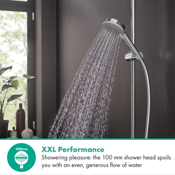 Hansgrohe Vernis Blend – ручний душ з круглою насадкою 100 мм, антикальцієва система, 2 режими струменя, хромований, водозбереження