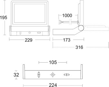 Світлодіодний вуличний прожектор Steinel XLED ONE 17,8 Вт, 2050 лм, білий, для подвір'я, саду, без датчика руху