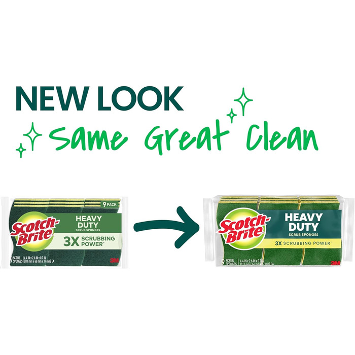 Scotch-Brite міцні губки для чищення кухні та дому, безпечні для неемальованого посуду, 9 шт.