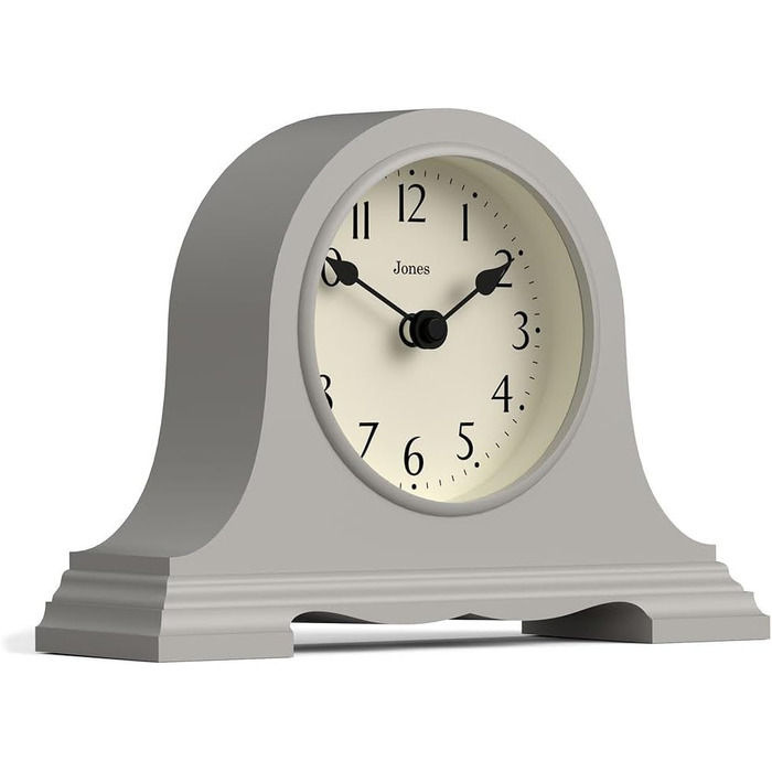 Настільний годинник JONES CLOCKS Speakeasy, класичний дизайн Наполеон, сірий, сучасний стиль для столу, полиці або тумбочки