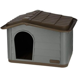 Будинок для котів Kerbl Paola Eco, всепогодний, для вулиці та дому, 75x59x55 см, сірий/зелений/коричневий, стійкий до ультрафіолету та вологи