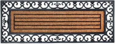 Гумовий килимок Esschert Design з кокосовою вставкою, чорний, прямокутний, широкий, 120×45 см, придверний килим для вулиці та дому