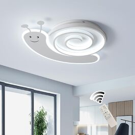Дитяча стельова LED-лампа Oninio 48W, диммована, з пультом, у формі равлика, біла, для спальні, офісу, дитсадка