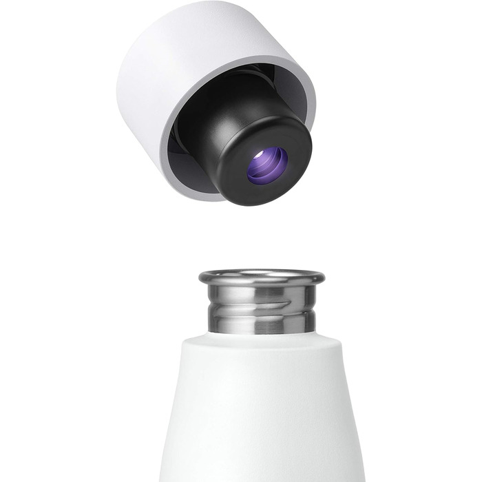 Пляшка для води LARQ Movement PureVis 950 мл з УФ-очисткою, нержавіюча сталь, силіконова накладка, легка, ударостійка, зберігає прохолоду, для спорту, бігу та активного відпочинку, біла/пісочна