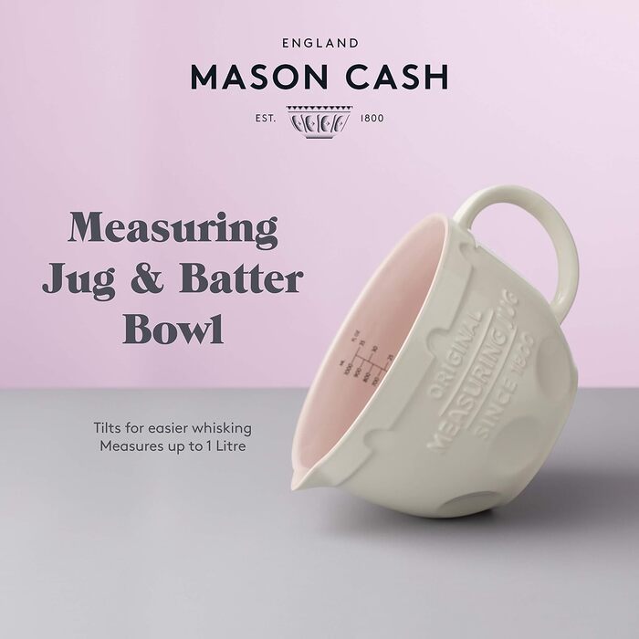 Мірний глечик Mason Cash з кам'яної кераміки, білий, 20,5x15x10 см – інноваційний кухонний посуд