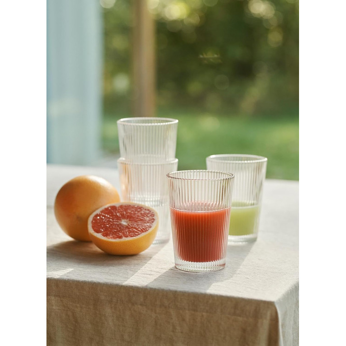 Склянки Stelton Pilastro 240 мл – ребристі, набір 6 шт, для гарячих і холодних напоїв, складані, скло, можна мити в посудомийній машині