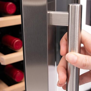 Винний шафа Cecotec Bolero GrandSommelier 830 CoolWood, термоелектрична, тиха, енергоефективна, для 12 пляшок, з індикаторами, сенсорним керуванням, нержавіюча сталь і дерево, регулювання температури 8-18°C