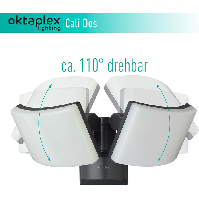Світильник для вулиці Oktaplex Cali Dos, поворотний, LED, 40 Вт, 3000K, IP65, антрацит, настінний прожектор