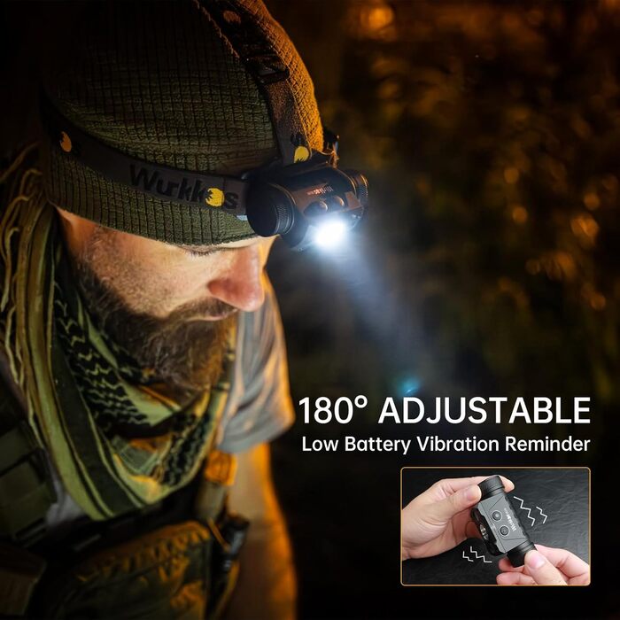 Налобний ліхтар Wurkkos HD50 4000 люмен, LED, 9 режимів яскравості, USB Type-C зарядка, IPX8 водонепроникний, для бігу, кемпінгу, нічних прогулянок