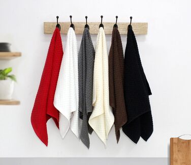 Кухонні рушники Cotton Craft 12 шт, вафельне плетіння, 40,6×71,1 см, чорні, 420 г/м², 2-шарова бавовна, високої поглинаючої здатності, без ворсу