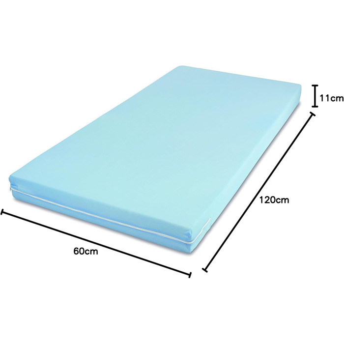 Ортопедичний матрац MSS Easy Active 60x120x11 см, комфортна піна, для дітей і дорослих, знімний синій чохол