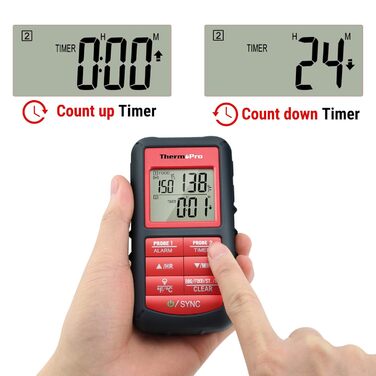Цифровий термометр ThermoPro TP08C для м'яса та духовки з 2 датчиками, бездротовий кухонний термометр з таймером для BBQ, гриля, приготування їжі