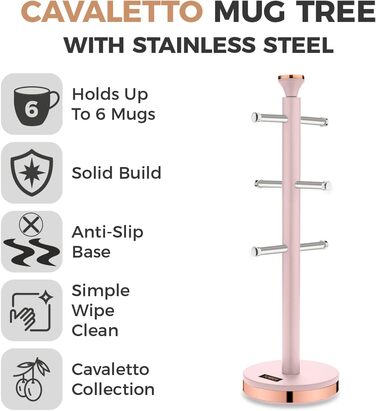Підставка для чашок Tower Cavaletto з нержавіючої сталі, Marshmallow Pink і рожеве золото