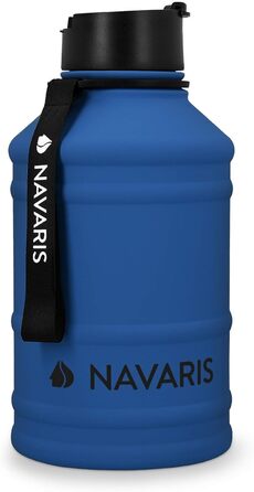 Navaris спортивна пляшка для води 2,2 л з нержавіючої сталі, BPA Free, синя, для тренувань, спортзалу, велика місткість