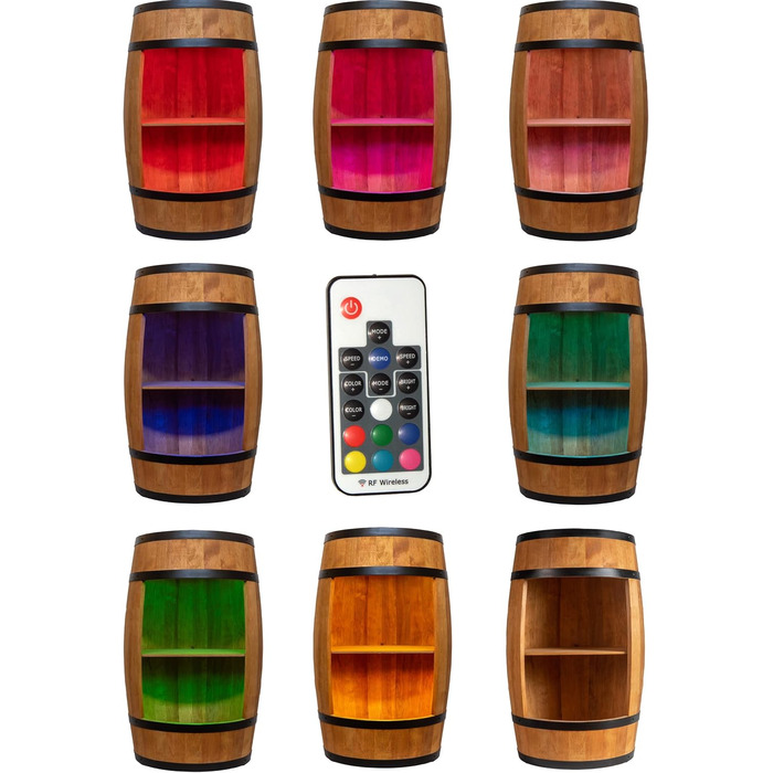 LED бар із дубової бочки з підсвіткою RGB, винний стелаж і шафа для вина, дерев'яний винний бар 80x50 см, креативний декор для дому, еко-дуб