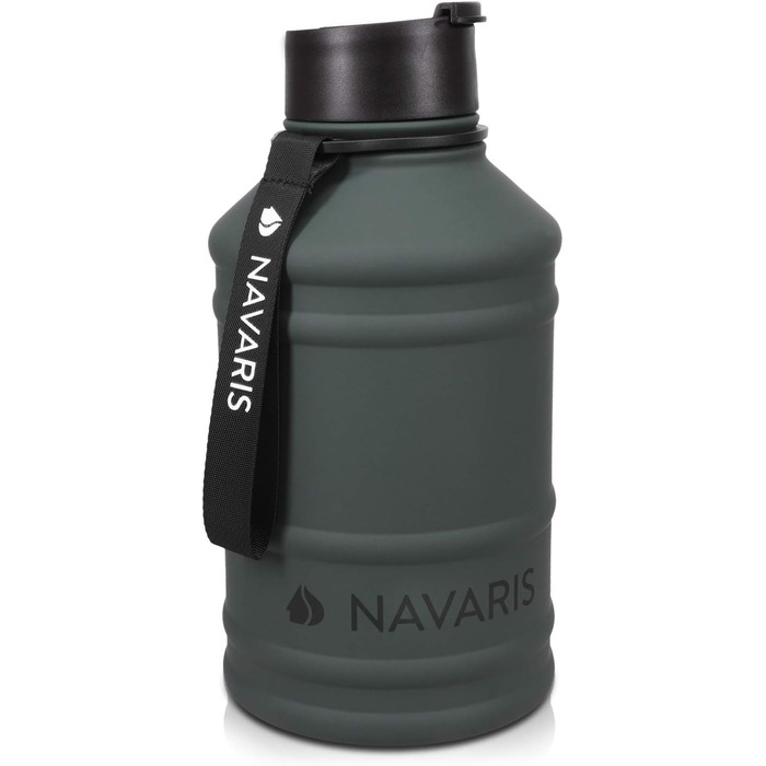 Navaris Фітнес-пляшка 2,2 л із нержавіючої сталі для спорту, велика спортивна пляшка для води, BPA вільна