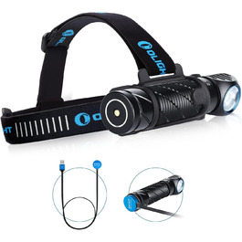 Налобний ліхтар OLIGHT Perun 2, 2500 люменів, 166 м, USB-зарядка, 5 режимів, таймер, акумулятор, для бігу, риболовлі, кемпінгу, чорний
