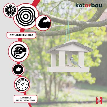 Дерев'яна годівниця для птахів KOTARBAU з підвіскою, кормушка для диких птахів на балкон, у комплекті 0,5 кг корму